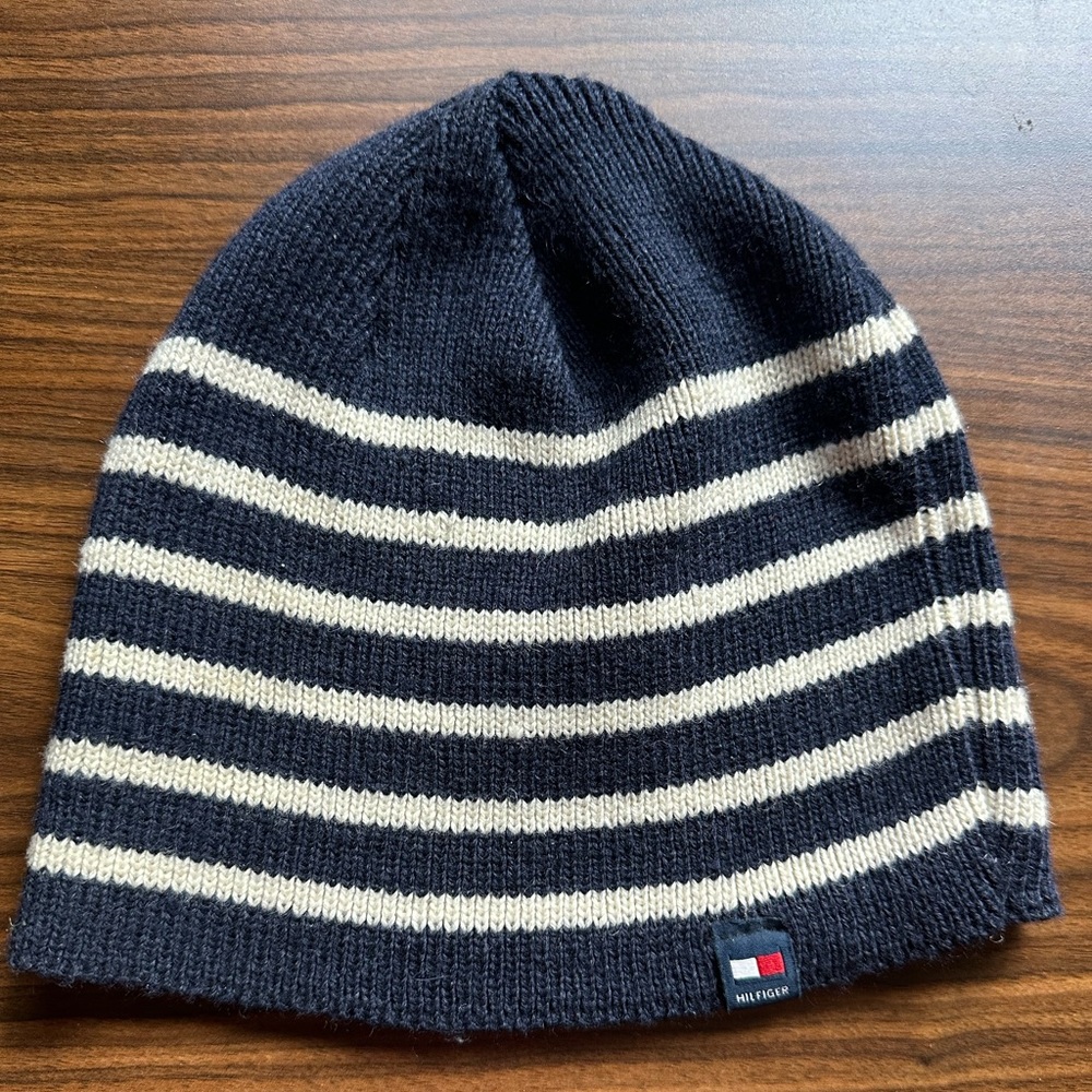 Tommy Hilfiger Blue and White Beanie